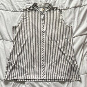 Sport Haley Womens Size XL Striped Sleeveless Golf Polo Tank Top White Preppy